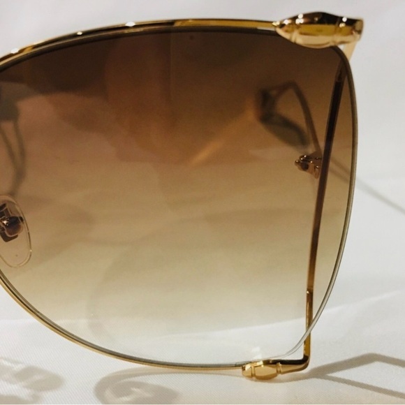 Gucci Gold Sunglasses with Gradient Brown Lenses - Picture 6 of 11